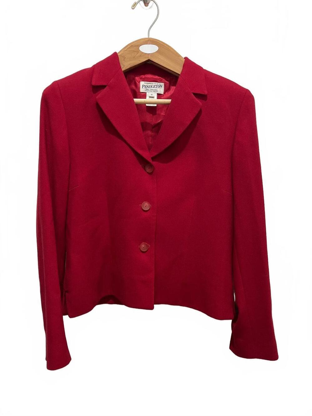 Vintage Pendleton Women's Red Virgin Wool Blazer Size 10